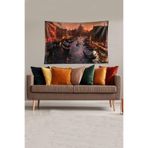 Ontheclouds Çok Renkli Gondol Desenli Leke Tutmaz Kadife Kumaş Duvar Örtüsü Duvar Halısı Tapestry, 140 x 140