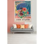 Ontheclouds Cote D'Azur Manzaralı Leke Tutmaz Kadife Kumaş Duvar Örtüsü Duvar Halısı Tapestry, 70 x 100