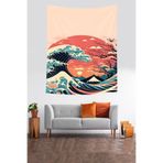 Ontheclouds Dalga Temalı Yıkanabilir Leke Tutmaz Kumaş Duvar Örtüsü Duvar Halısı Tapestry, 35 x 50