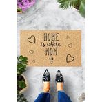 ontheclouds Dijital Baskılı Home is Where Mom is Yazılı Dekoratif Kapı Önü Paspası, Krem-Bej