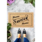 ontheclouds Dijital Baskılı Home Sweet Home Yazılı Dekoratif Kapı Önü Paspası, Kahve-Beyaz-Siyah