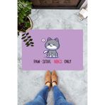 ontheclouds Dijital Baskılı Paw-Sitive Vibes Only Yazılı Dekoratif Kapı Önü Paspası, Mor-Kırmızı