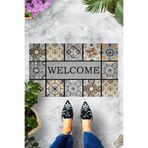 ontheclouds Dijital Baskılı Welcome Yazılı Dekoratif Kapı Önü Paspası, Mavi
