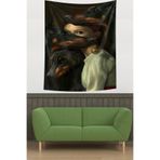 Ontheclouds Doberman Köpekler Ve Kız Leke Tutmaz Kumaş Duvar Örtüsü Duvar Halısı Tapestry, 140 x 140