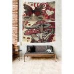 Ontheclouds Doomed Love Bordo Mantar Desenli Leke Tutmaz Kumaş Duvar Örtüsü Duvar Halısı Tapestry, 140 x 140