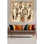 Ontheclouds Dream Catcher Kuş Tüylü Bohem Desen Leke Tutmaz Kadife Doku Kumaş Duvar Örtüsü Duvar Halısı Tapestry, 70 x 70, 70 x 70 WLL128A