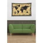Ontheclouds Eski Dünya Haritası Leke Tutmaz Kadife Dokulu Kumaş Duvar Örtüsü Duvar Halısı Tapestry, 140 x 230