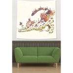 Ontheclouds Floral Desen Kedi Leke Tutmaz Kumaş Duvar Örtüsü Duvar Halısı Tapestry, 70 x 100, 70 x 100 PNTR077A