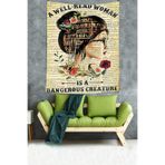 Ontheclouds Gazete Baskı Kitaplık Temalı Leke Tutmaz Kumaş Duvar Örtüsü Duvar Halısı Tapestry, 140 x 230