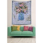 Ontheclouds Gazete Üzerinde Flower Desen Leke Tutmaz Kumaş Duvar Örtüsü Duvar Halısı Tapestry, 100 x 140