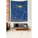Ontheclouds Gece Gökyüzü Ve Yıldızlar Altındaki Kız Leke Tutmaz Kumaş Duvar Örtüsü Duvar Halısı Tapestry, 100 x 140