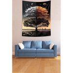 Ontheclouds Gece Ve Gündüz Manzarası Leke Tutmaz Kumaş Duvar Örtüsü Duvar Halısı Tapestry, 70 x 100