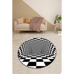 Ontheclouds Geometrik 3 Boyutlu Desenli Dijital Baskı Yıkanabilir Kaymaz Taban Spor Yuvarlak Halı, 60 x 60 AYDYU048F