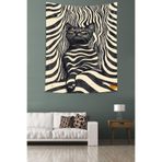 Ontheclouds Geometrik Çizgiler Içinde Retro Ilüzyon Kedi Leke Tutmaz Kumaş Duvar Örtüsü Duvar Halısı Tapestry, 140 x 230