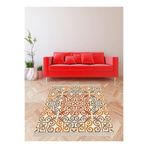 Ontheclouds Geometrik Desenli Dijital Baskı Yıkanabilir Kaymaz Taban Etnik Kilim Desen Salon Halı, 100 x 500 MEG1112U