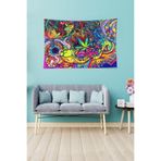 Ontheclouds Geometrik Şekiller Renkli Leke Tutmaz Kadife Dokulu Kumaş Duvar Örtüsü Duvar Halısı Tapestry, 140 x 140