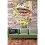 Ontheclouds Göz Bakış Temalı Çiçekli Vintge Desen Leke Tutmaz Kumaş Duvar Örtüsü Duvar Halısı Tapestry, 70 x 100