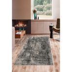 Ontheclouds Gri Osmanlı Motif Nakış Işleme Yıkanabilir Kaymaz Taban Leke Tutmaz Modern Salon Halısı Ve Yolluk, 80 x 500