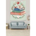 Ontheclouds Güzel Doğum Günü Yazılı Kitaplar Ve Çiçek Tema Leke Tutmaz Kumaş Duvar Örtüsü Duvar Halısı Tapestry, 35 x 50