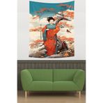 Ontheclouds Japon Geyşa Leke Tutmaz Kumaş Duvar Örtüsü Duvar Halısı Tapestry, 140 x 140