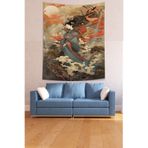 Ontheclouds Japon Kız Leke Tutmaz Kumaş Duvar Örtüsü Duvar Halısı Tapestry, 100 x 140