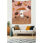 Ontheclouds Kahve Içen Mantar Sonbahar Yaprakları Leke Tutmaz Kumaş Duvar Örtüsü Duvar Halısı Tapestry, 100 x 140