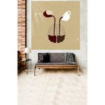 Ontheclouds Kahve Istasyonu Temalı Desen Leke Tutmaz Kadife Dokulu Kumaş Duvar Örtüsü Duvar Halısı Tapestry, 140 x 140