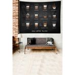 Ontheclouds Kahve Menü Coffee Menu Desen Leke Tutmaz Kadife Dokulu Kumaş Duvar Örtüsü Duvar Halısı Tapestry, 35 x 50
