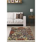 Ontheclouds Kahverengi Osmanlı Motifler Çiçek Desenli Etnik Dijital Baskı Yıkanabilir Kaymaz Taban Salon Halı, 80 x 400