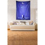 Ontheclouds Kedi Ay Desenli Yıkanabilir Leke Tutmaz Mikropetek Kumaş Duvar Örtüsü Duvar Halısı Tapestry, 70 x 100