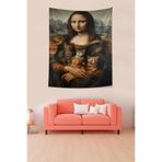 Ontheclouds Kedileri Ile Mona Lisa Leke Tutmaz Kumaş Duvar Örtüsü Duvar Halısı Tapestry, 70 x 100