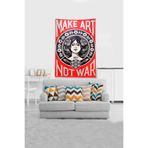 Ontheclouds Kırmızı Make Art Not War Leke Tutmaz Kadife Kumaş Duvar Örtüsü Duvar Halısı Tapestry, 140 x 140