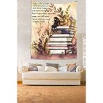 Ontheclouds Kitap Okuyan Kız Kitaplık Temalı Leke Tutmaz Kumaş Duvar Örtüsü Duvar Halısı Tapestry, 70 x 100