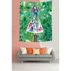 Ontheclouds Kız Ve Çiçek Desenleri Leke Tutmaz Kumaş Duvar Örtüsü Duvar Halısı Tapestry, 70 x 70