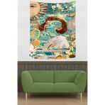 Ontheclouds Kızın Renkli Dünyası Leke Tutmaz Kumaş Duvar Örtüsü Duvar Halısı Tapestry, 70 x 100