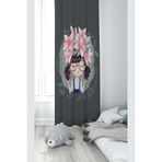 ontheclouds Koyu Gri Prenses Desenli Dijital Baskı Fon Perdesi, 140 x 200, FONPRD12, gri-pembe