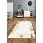 Ontheclouds Krem Gold Detay Yıkanabilir Kaymaz Taban Leke Tutmaz Modern Salon Halısı Ve Yolluk, 160 x 300