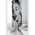 ontheclouds Krem Marilyn Monroe Desenli Fon Perdesi, 70 x 270, FONPRD11, gri-kırmızı