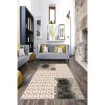 Ontheclouds Krem Zemin Geometrik Petek Desen Yıkanabilir Kaymaz Taban Leke Tutmaz Modern Salon Halısı Ve Yolluk, 100 x 400