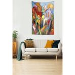 Ontheclouds Kübik Çizim Evler Yıkanabilir Leke Tutmaz Kumaş Duvar Örtüsü Duvar Halısı Tapestry, 140 x 230