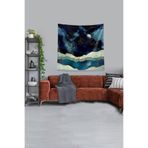 Ontheclouds Lacivert Ay Desenli Leke Tutmaz Kadife Kumaş Duvar Örtüsü Duvar Halısı Tapestry, 140 x 140