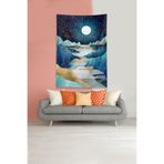 Ontheclouds Lacivert Ayın Serüveni Leke Tutmaz Kadife Kumaş Duvar Örtüsü Duvar Halısı Tapestry, 140 x 230, 140 x 230 DWLL337C
