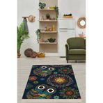 Ontheclouds Mandala Baykuş Desenli Çiçekli Dijital Baskı Yıkanabilir Kaymaz Taban Etnik Salon Halısı Ve Yolluk, 80 x 50