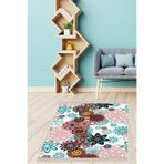 Ontheclouds Mandala Desenli Çiçekli Dijital Baskı Yıkanabilir Kaymaz Taban Etnik Salon Halısı Ve Yolluk, 100 x 150 BLT-S-136E