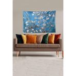 Ontheclouds Mavi Almond Blossom Leke Tutmaz Kadife Kumaş Duvar Örtüsü Duvar Halısı Tapestry, 70 x 100