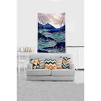 Ontheclouds Mavi Dağın Ardındaki Ay Leke Tutmaz Kadife Kumaş Duvar Örtüsü Duvar Halısı Tapestry, 140 x 140, 140 x 140 DWLL335D
