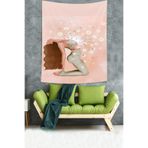 Ontheclouds Meditasyon Yapan Kız Ve Çiçekler Bohem Desen Leke Tutmaz Kumaş Duvar Örtüsü Duvar Halısı Tapestry, 70 x 100