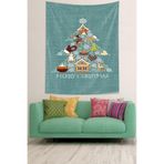 Ontheclouds Merry Christmas Temalı Leke Tutmaz Kumaş Duvar Örtüsü Duvar Halısı Tapestry, 140 x 140