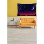 Ontheclouds Mor Ay Ve Yıldız Leke Tutmaz Kadife Kumaş Duvar Örtüsü Duvar Halısı Tapestry, 70 x 100