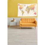 Ontheclouds Multirenk Dünya Haritası Desenli Leke Tutmaz Kadife Kumaş Duvar Örtüsü Duvar Halısı Tapestry, 100 x 140